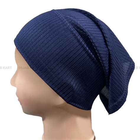 Luxe Ribbed Hijab Undercap- Navy Blue – Hijab Kart