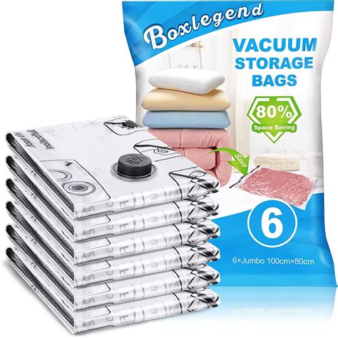 6 Pack Jumbo Vacuum Storage Bags 40in x 32in Space Saver Storage Bags ...