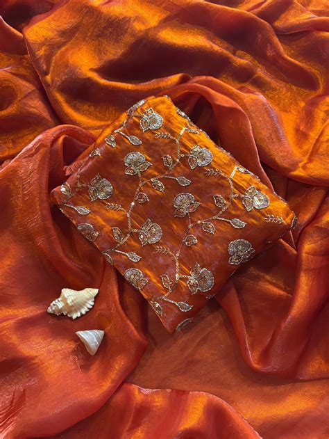 Designer Space silk Tissue Saree – Satyabhame Studio