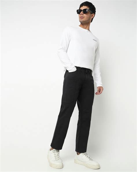 Terra Trail Straight Fit Mid Rise Black Cargo Trousers