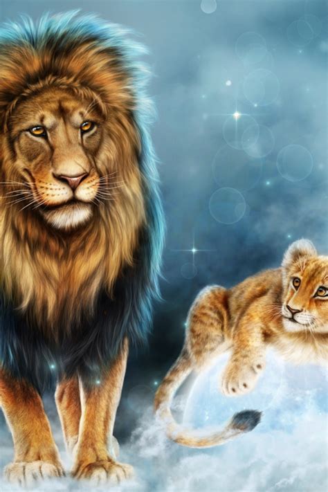 Download wallpaper animals, predator, Leo, king, father, lion, son ...