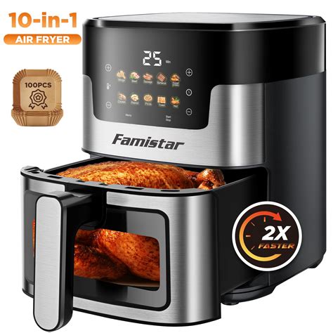 Famistar 7.5QT Air Fryer Oven with Digital LED, 8-in-1, 100PCS Air ...