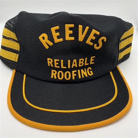 VTG 70s Reeves Reliable Roofing Three-Stripe Trucker... - Depop