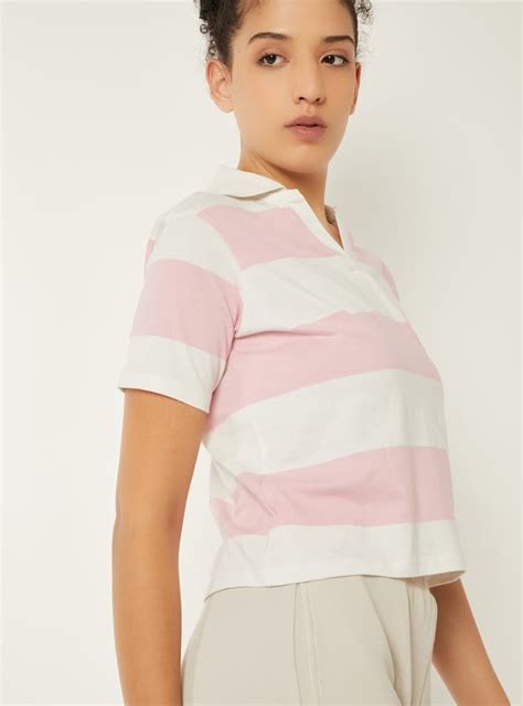 Buy Women Striped Polo T-shirt Online at just Rs. 499.0 - 1000016387048 ...