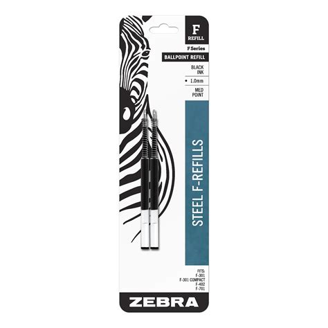 Zebra Steel Ballpoint Ballpoint Pen Refill, Medium Point, Black Ink, 2 ...
