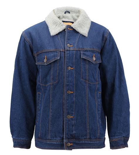 Men’s Classic Button Up Sherpa Fleece Lined Cotton Denim Trucker Jean ...
