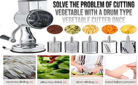 GION Multifunctional 5 in 1 Manual Cheese Grater with Handle, Kitchen ...