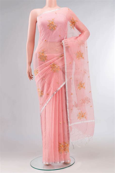 Coral Embroidered Kota Cotton Saree – Nalli Silk Sarees Pvt Ltd