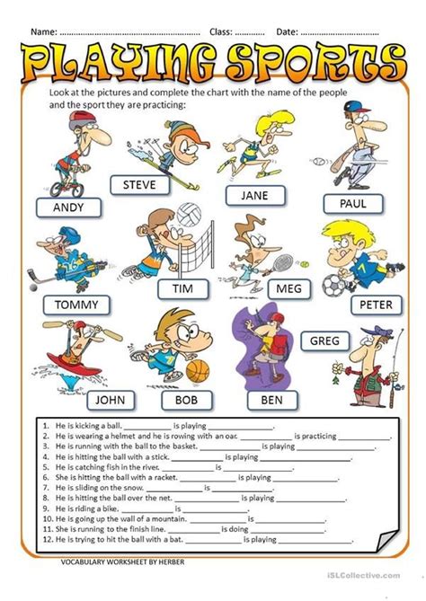 Playing Sports Worksheet 的图像结果
