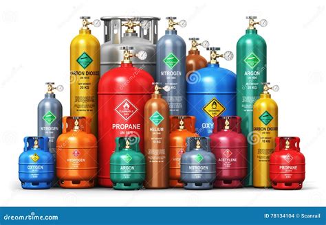 Set of Different Industrial Liquefied Gas Containers Stock Illustration - Illustration of ...