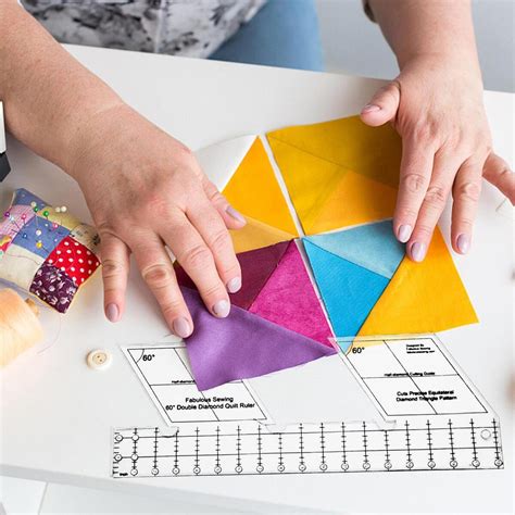 60 Degree Double Diamond Rulers Quilting Patchwork Template Acrylic Se ...