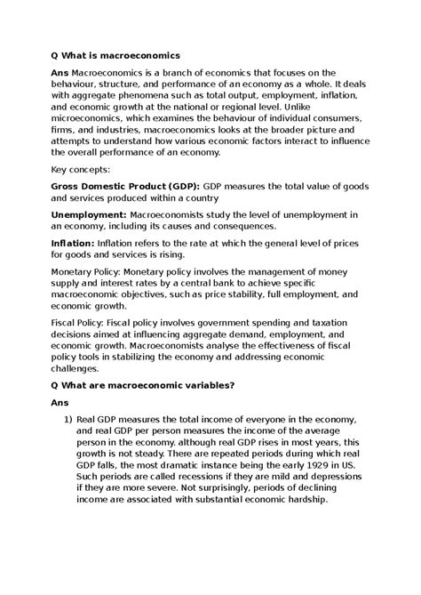 Macro eco mod 01 - ddd - Q What is macroeconomics Ans Macroeconomics is ...