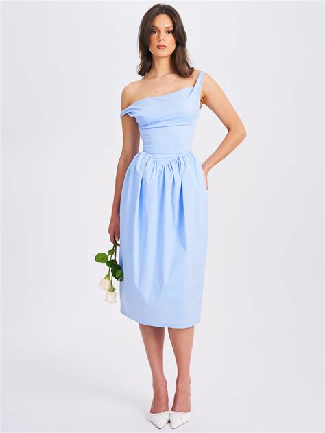 Reina Blue Drop Waist Corset Midi Dress – Miss Circle