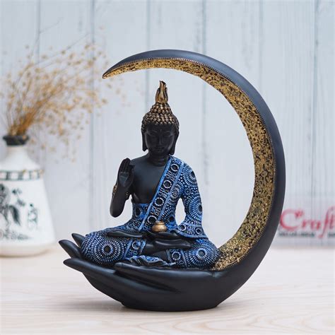 Multicolor Polyresin Blessing Lord Buddha Statue with Palm and Chand D ...