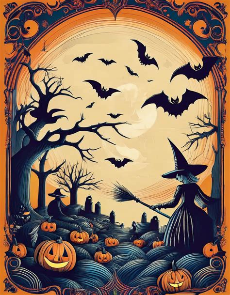 Vintage Halloween Poster Art Free Stock Photo - Public Domain Pictures