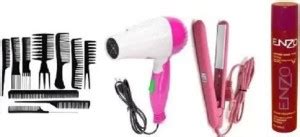 Fleeto 10Pcs Combs Set,Hair Spray, mini straightener, Hair Dryer(4 ...