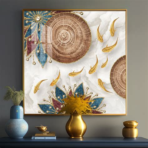 Abaniko Fish Luxury Crystal Square Wall Art - The Next Decor