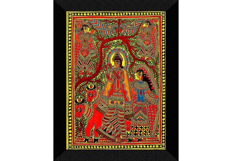 SAF paintings Madhubani Art Black frame painting for Wall Decoration SA ...