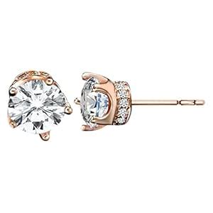 Peora American Diamond Studded Rose Gold Plated Stud Earrings Fashion ...