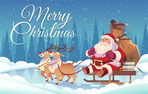 Merry Christmas Design with Santa Claus on Sleigh 1314390 Vector Art at ...