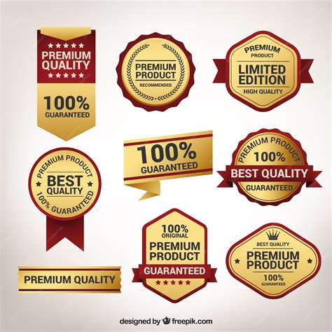 Collection of high quality golden stickers | Premium Vector