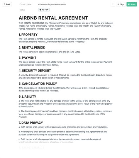 Airbnb rental agreement template - free to download