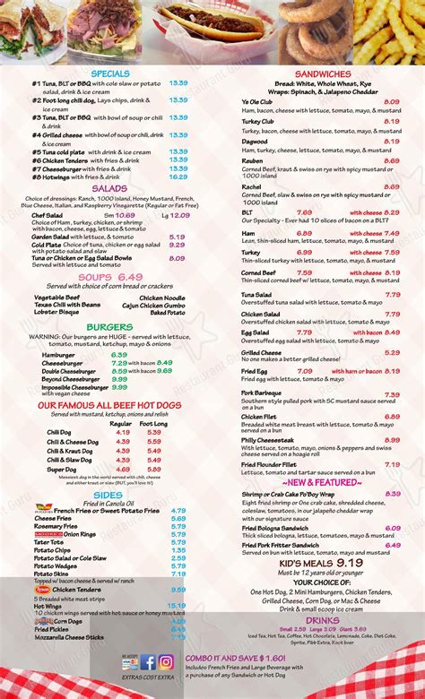 Menu at Ye Ole Fashioned Ice Cream and Sandwich Cafe, Summerville, 602 ...