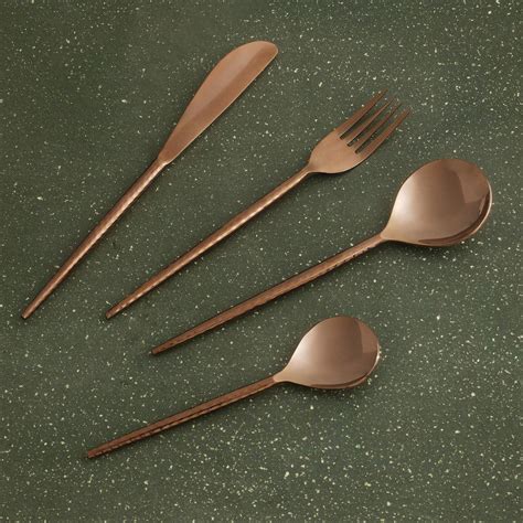 Buy Norah Rose Gold Hammered Cutlery Set of 4 Online - Ellementry ...