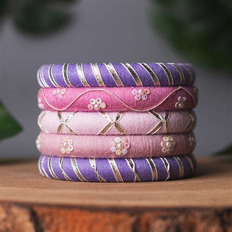 Buy Pastel Handcrafted Elegant Gotta Patti Bangles | Set of 5 Online On ...