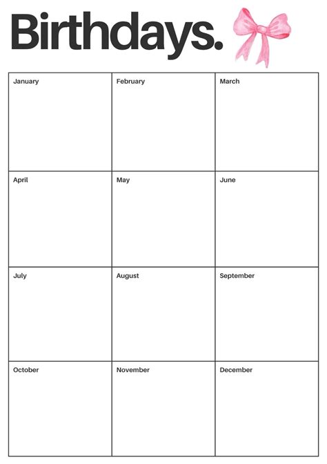 Best 13 Free Printable Birthday List Templates – Artofit