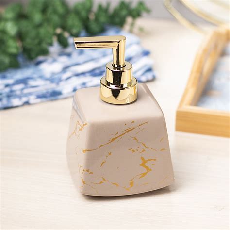 Brown Ceramic Soap Dispenser - Stone Finish, Bath Accessories ...