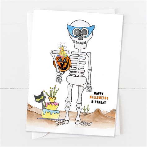 Skeleton Halloween | Birthday Card - Zinnia Sky Studio