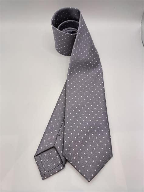 Metal Grey and White Polka Dots Tie – Sartoria Dei Duchi - Atri
