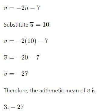 If the relationship between two variables u and v are given by 2u + v ...