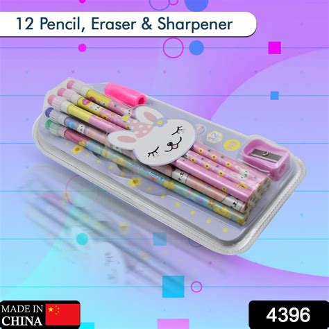 Cute Rabbit Bear Drawing Graphite Writing Pencil Set with Pencil Sharp ...
