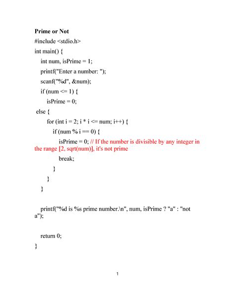 PPS programs - Prime or Not #include int main() { int num, isPrime = 1 ...