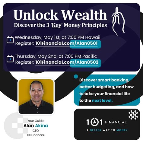 Unlock YOUR Wealth Two New workshops with CEO Alan Akina Wed. May 1st ...