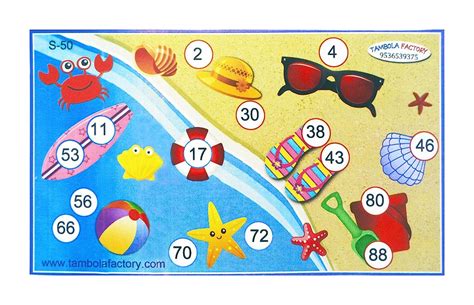 Tambola Factory Summer Sand Beach Party Housie Ticket Game (15.8 Cm X 0 ...