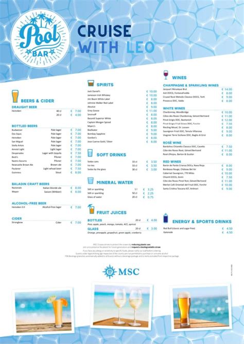 MSC Drink Packages: Full List and Prices 2025! - Cruise with Leo