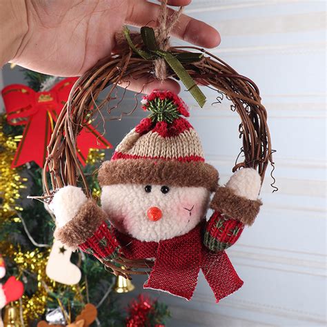 15cm Merry Christmas Rattan Wreaths Door Hanging Wreath, Santa And ...
