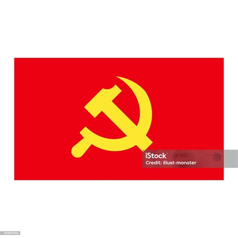 Communist Flag Icon Hammer And Sickle Flag Icon Vector Stock ...
