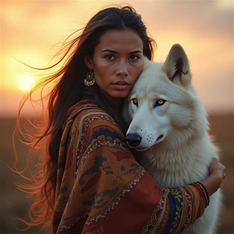 Native American and White Wolf by Lencarol on DeviantArt