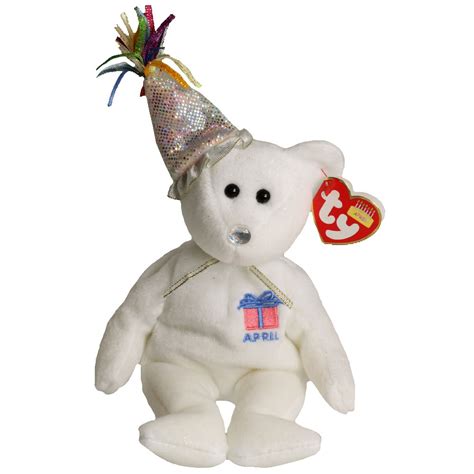 TY Beanie Baby - APRIL the Teddy Birthday Bear (w/ hat) (9 inch ...