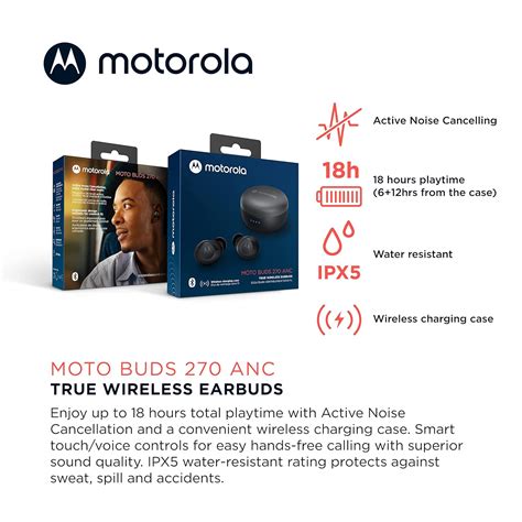 Motorola Moto Buds 270 ANC - True Wireless Bluetooth Earbuds with ...