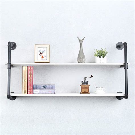 Buy Industrial Pipe Shelving Wall Mounted,48in Rustic Metal Floating ...