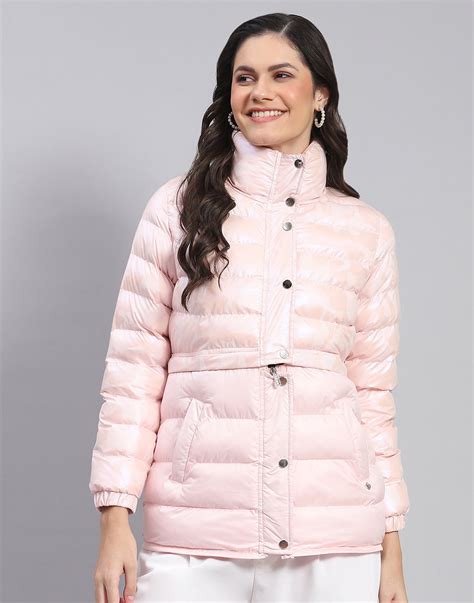 Buy Women Pink Solid Stand Collar Full Sleeve Jacket Online in India ...