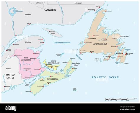 Vector map of the four Canadian maritime provinces Stock Photo - Alamy
