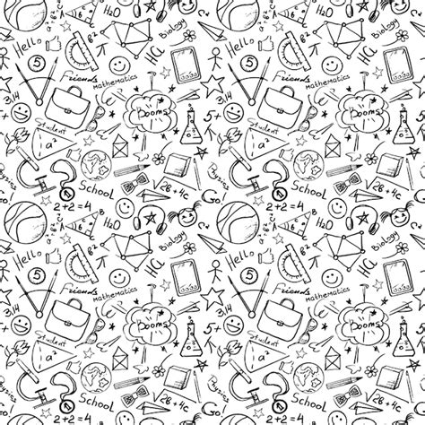 Seamless black and white pattern on a school theme with design elements ...
