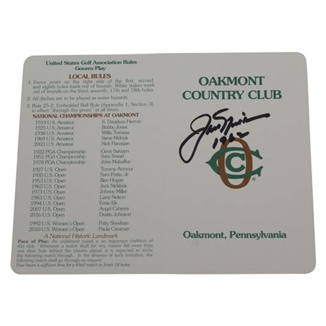 Lot Detail - Jack Nicklaus Signed Oakmont Country Club Scorecard w/1962 ...