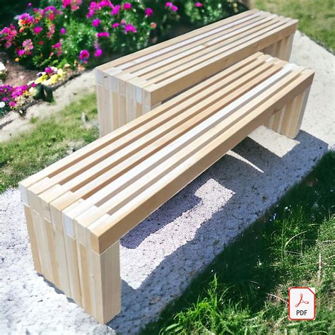 Modern Easy Slatted Bench, Simple Outdoor Wood Bench, Garden Furniture ...